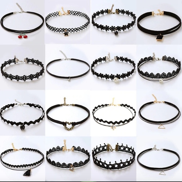 Geometric Gold Triangle Double Layer Black Choker - Picture 3 of 4